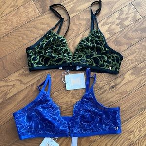 SAVAGE X FENTY “Not Sorry Bralette” 2 in sizes XL blue and green olive/green NWT